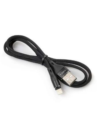 Дата кабель (VCPDCLCANB1BK) Vinga USB 2.0 AM to Lightning 1.0m cylindric nylon back (239382619)
