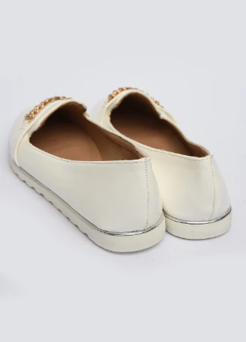 Женские балетки с украшением женские белые Let's Shop | белые однотонные искусственная кожа (254884266)