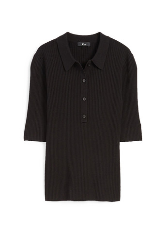 Черная женская футболка-поло C&A однотонная