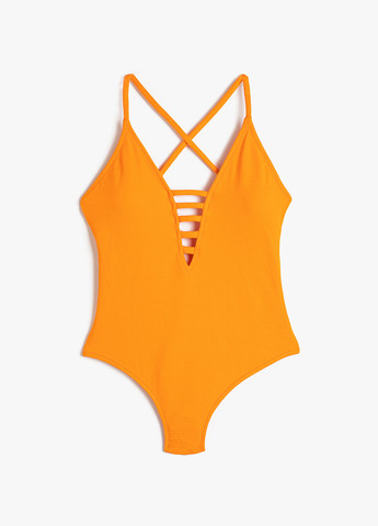Оранжевый летний купальник слитный KOTON