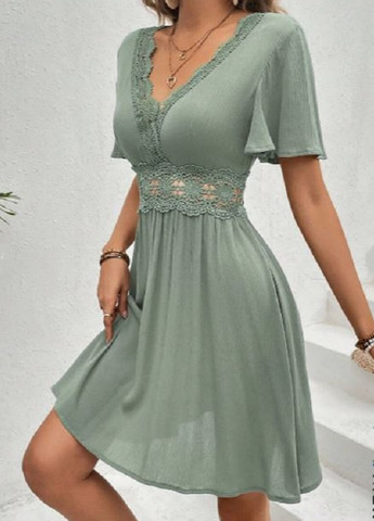 Сіро-зелена кежуал сукня в стилі армпір SHEIN однотонна