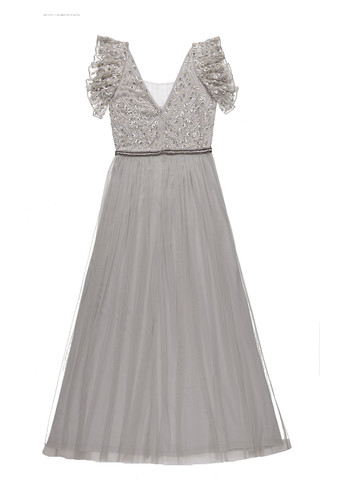 Серое праздничный, вечернее платье в стиле ампир Frock and Frill однотонное