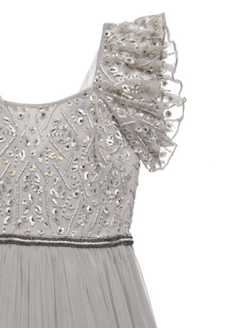 Серое праздничный, вечернее платье в стиле ампир Frock and Frill однотонное