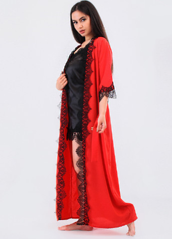 Красный демисезонный комплект (ночная рубашка, халат) Ghazel