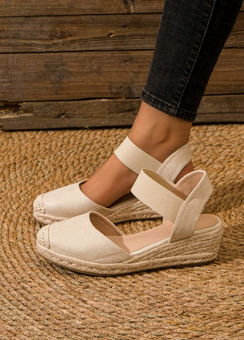 Бежевые эспадрильи SHEIN однотонный без декора (337992267)