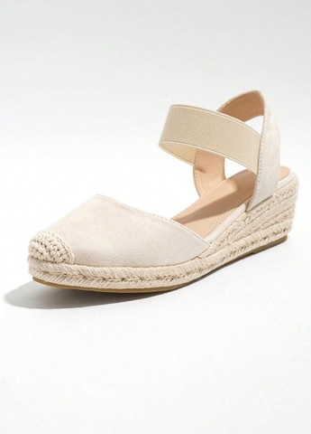 Бежевые эспадрильи SHEIN однотонный без декора (337992267)