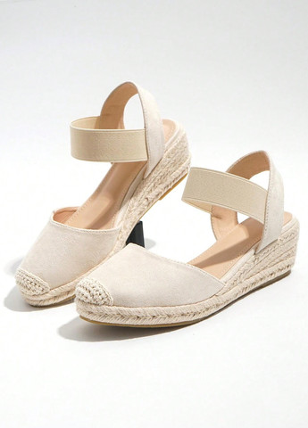 Бежевые эспадрильи SHEIN однотонный без декора (337992267)