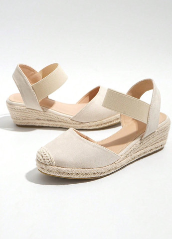Бежевые эспадрильи SHEIN однотонный без декора (337992267)