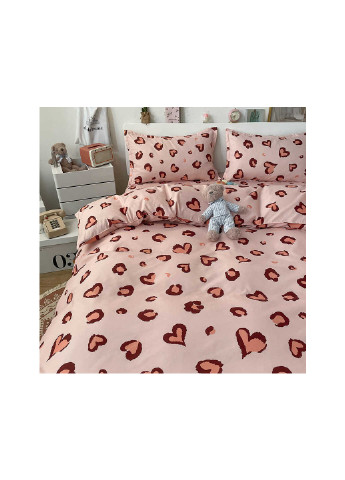 Комплект постельного белья с принтом сердце розовый Heart paradise (полуторный) Berni Home 59386 (249946486)