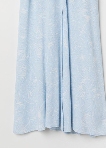 Голубое вечернее длинное платье с рисунком H&M однотонное