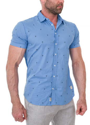 Синяя рубашка с цветами Blend