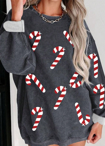 Сірий світшот SHEIN новорічний без декору (332520234)