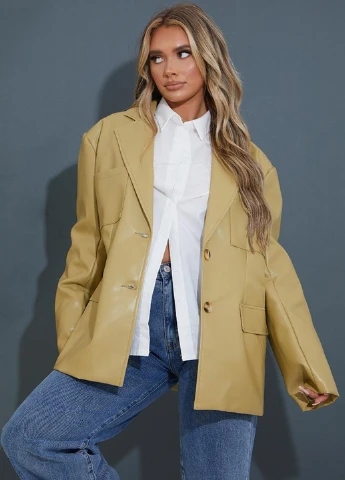 Оливковый женский жакет PrettyLittleThing однотонный - демисезонный
