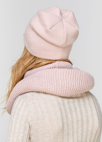 Теплый зимний комплект (шапка, шарф-снуд) на флисовой подкладке 660482 DeMari 45 ДеМари шапка + шарф однотонные пудровые кэжуалы шерсть