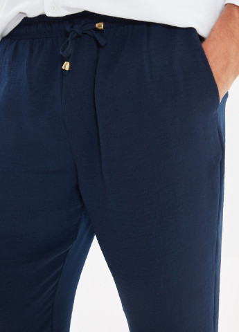 Темно-синие кэжуал демисезонные прямые брюки Trendyol