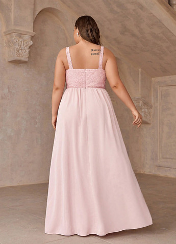 Светло-розовое вечернее платье в стиле ампир SHEIN однотонное