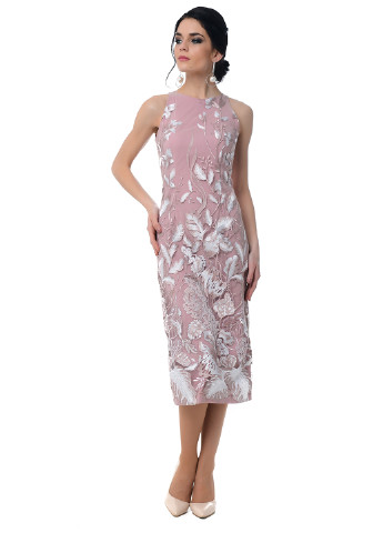 Блідо-рожева коктейльна сукня міді Iren Klairie фактурна