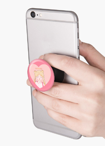 Попсокет (Popsockets) держатель для смартфона Луна Кошки Сейлор Мун (anime Sailor Moon Cats) (8754-2922) Черный MobiPrint (229014716)
