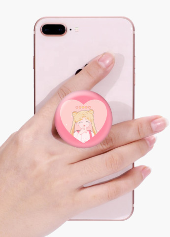 Попсокет (Popsockets) держатель для смартфона Луна Кошки Сейлор Мун (anime Sailor Moon Cats) (8754-2922) Черный MobiPrint (229014716)