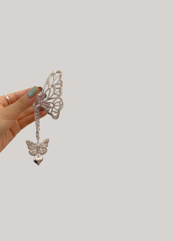 Заколка краб для волосся "Метелик серця 1", сріблястий з підвіскою Анна Ясеницька краб однотонна срібна метал