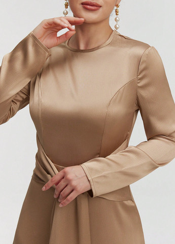 Темно-бежева вечірня сукня кльош SHEIN однотонна