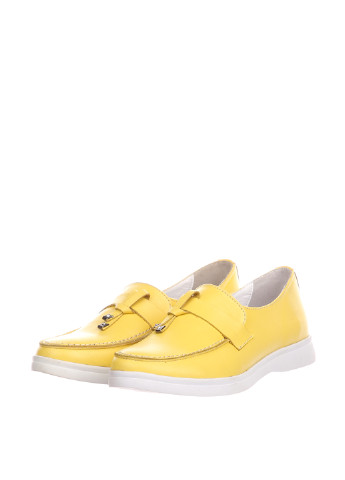Желтые женские кэжуал туфли с белой подошвой без каблука - фото