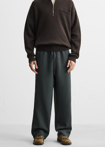 Серые кэжуал демисезонные брюки Zara