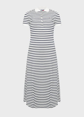 Білий кежуал сукня поло Tommy Jeans в смужку