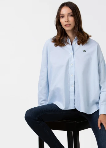Голубой кэжуал рубашка с логотипом Lacoste
