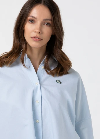 Голубой кэжуал рубашка с логотипом Lacoste