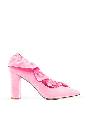 Розовые женские кэжуал туфли оборки на высоком каблуке - фото