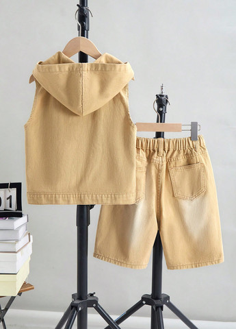 Песочный летний костюм (жилет, шорты) с шортами SHEIN