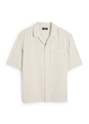 Серо-бежевая кэжуал рубашка однотонная C&A