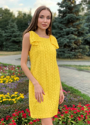 Жовтий кежуал сукня з прошви "beauty" жовте з відкритою спиною InRed з квітковим принтом