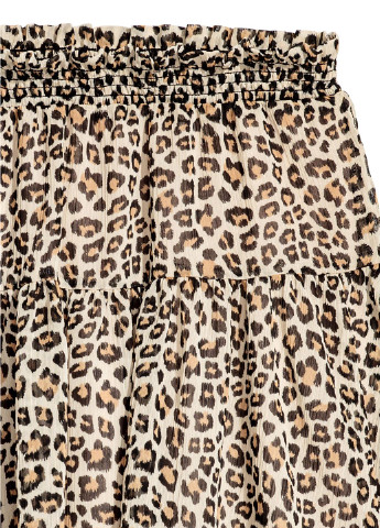 Разноцветная кэжуал леопардовая юбка H&M клешированная
