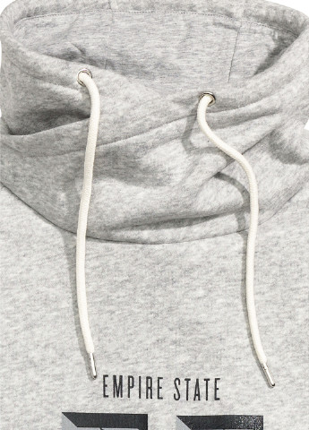 Свитшот H&M - Прямой крой надпись серый кэжуал хлопок - (164081465)