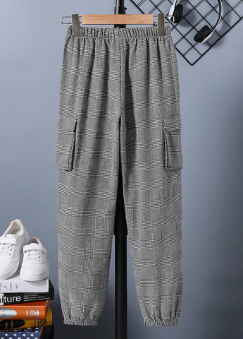 Серые кэжуал демисезонные брюки джоггеры, карго SHEIN