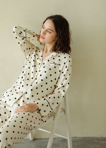 Молочная всесезон пижама женская black peas рубашка + брюки Berni Fashion 57966