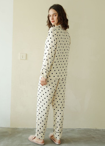 Молочная всесезон пижама женская black peas рубашка + брюки Berni Fashion 57966