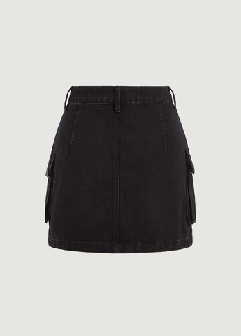 Черная джинсовая однотонная юбка SHEIN карго