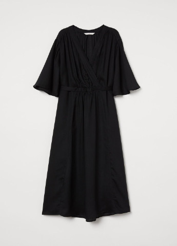 Черное кэжуал платье на запах, клеш H&M однотонное