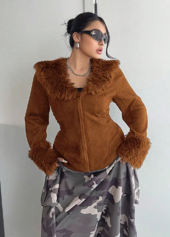 Коричнева демісезонна куртка SHEIN