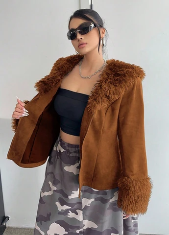 Коричнева демісезонна куртка SHEIN