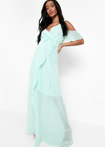 М'ятна вечірня сукня в стилі армпір Boohoo однотонна