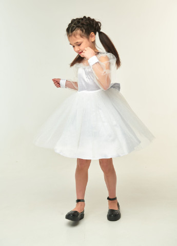Белое нарядное платье с пышной юбкой и пайеточным бантом белое Yumster (252517703)