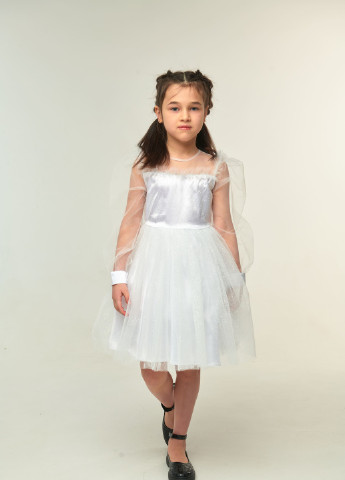 Біла ошатне плаття з пишною спідницею і паєточним бантом біле Yumster (252517703)