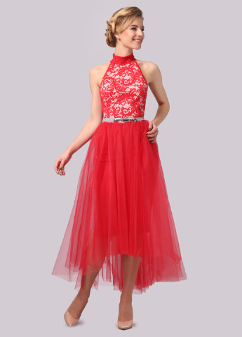 Червона коктейльна сукня, сукня пачка Agata Webers однотонна