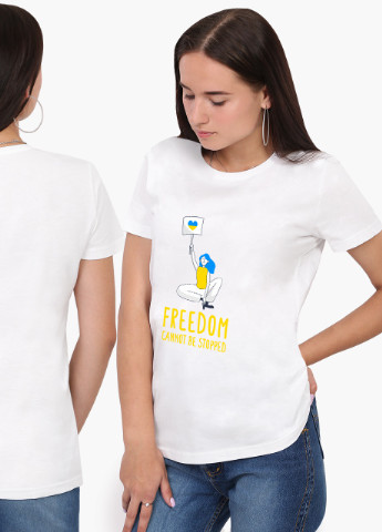 Футболка жіноча Свободу не зупинити (Freedom Can Not Be Stopped) Білий (8976-3691) S MobiPrint - (252856493)