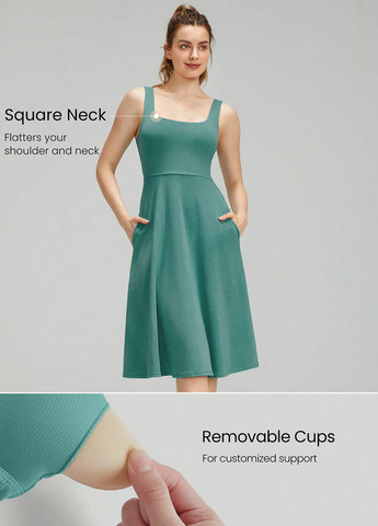 М'ятна спортивна сукня кльош SHEIN з логотипом