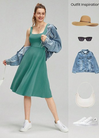 М'ятна спортивна сукня кльош SHEIN з логотипом